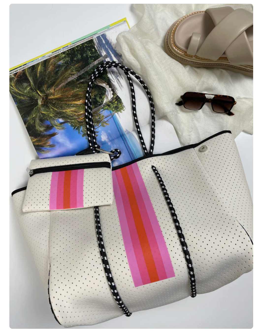 Neoprene Bag Vegan Tote 2 Stripe